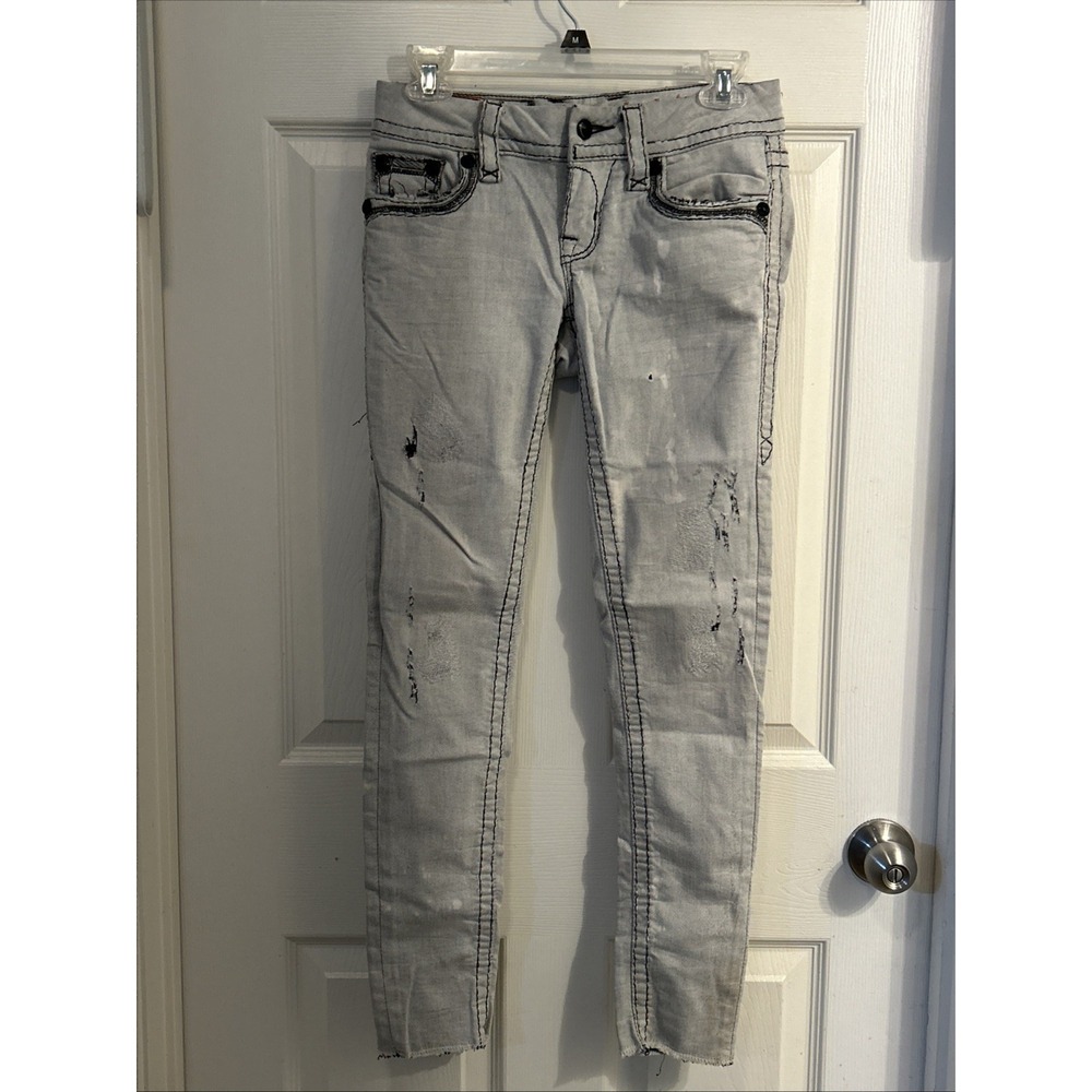 Rock Revival Celinda Ankle Skinny Distressed Bling‎ Back Flap Pockets Size 25